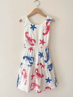 CREWCUTS Patriotic Red White & Blue Ocean Theme Crossback Dress